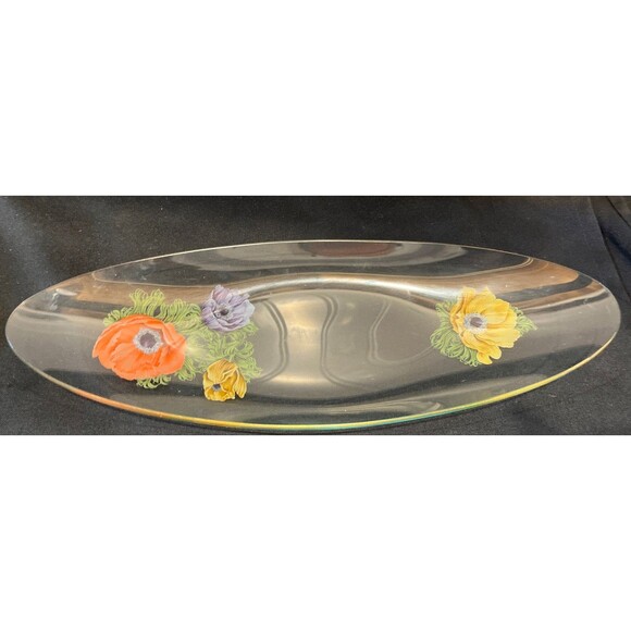 Vintage Chance Glass England 1965 Fiestaware Anemone Pattern Long Oval Dish - Picture 7 of 10